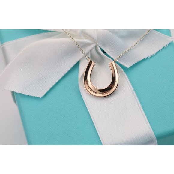 Tiffany & Co. Rubedo Gold Sterling Silver 1837 Horseshoe Pendant 18" Necklace - Picture 7 of 11